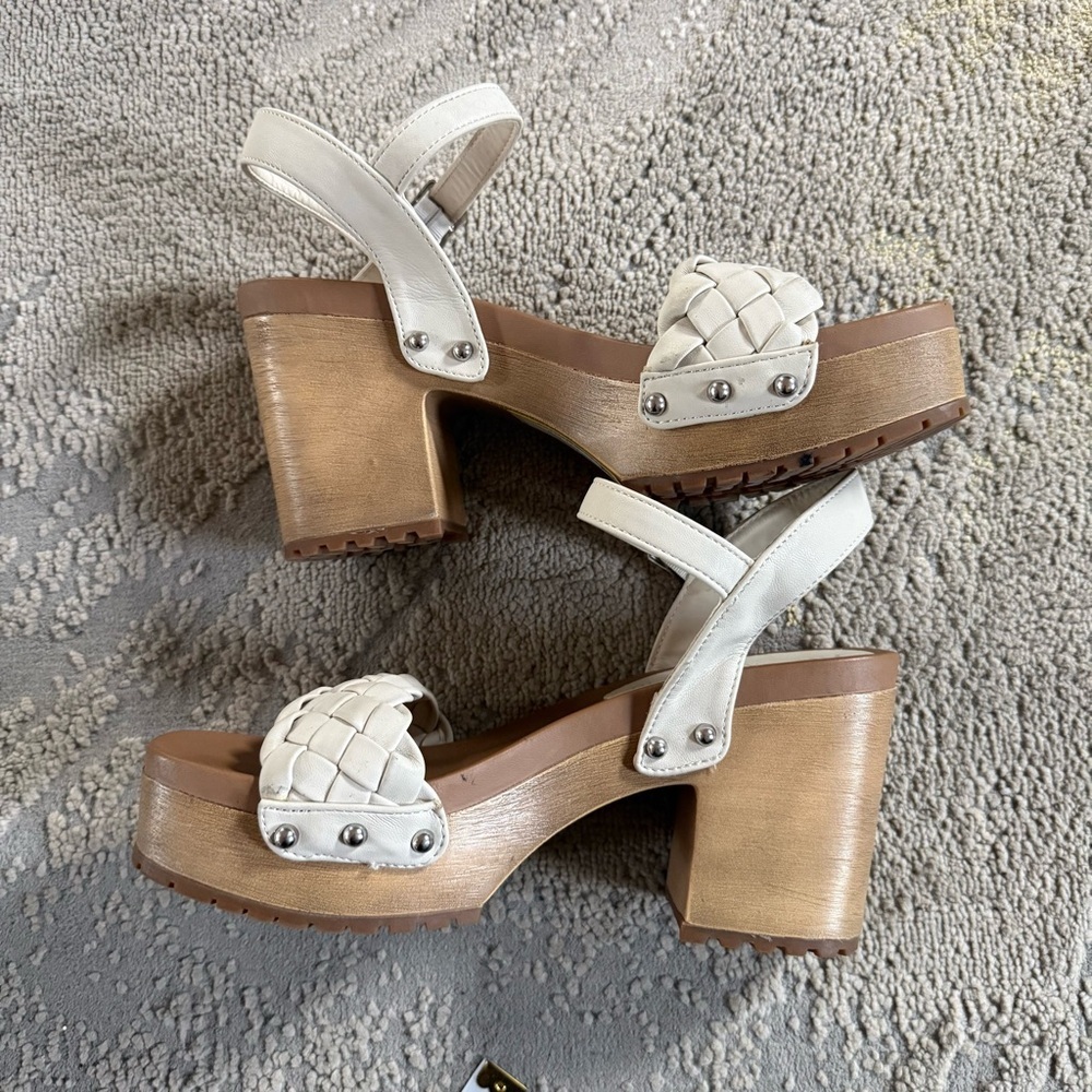 Anne Klein Loris White block heels platform wedge Sandals summer shoes 8 - Picture 4 of 10